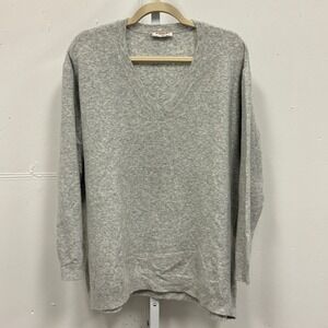 Zara The Maternity Mood Oversized Knit Chunky V-neck Sweater 9919/102/803 Gray